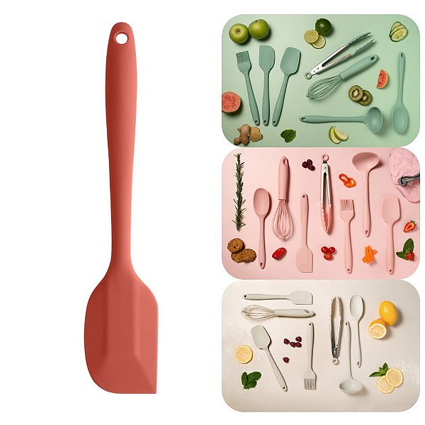 Espátula Reta Culinária Silicone Confeitar Bolo Utensilio De Cozinha - EP 100 Ou - Terracota