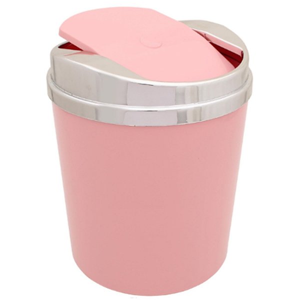 Lixeira 5 Litros Para  Cozinha Banheiro Com Tampa Basculante Metalizada Cromada Plástica - AMZ - Rosa