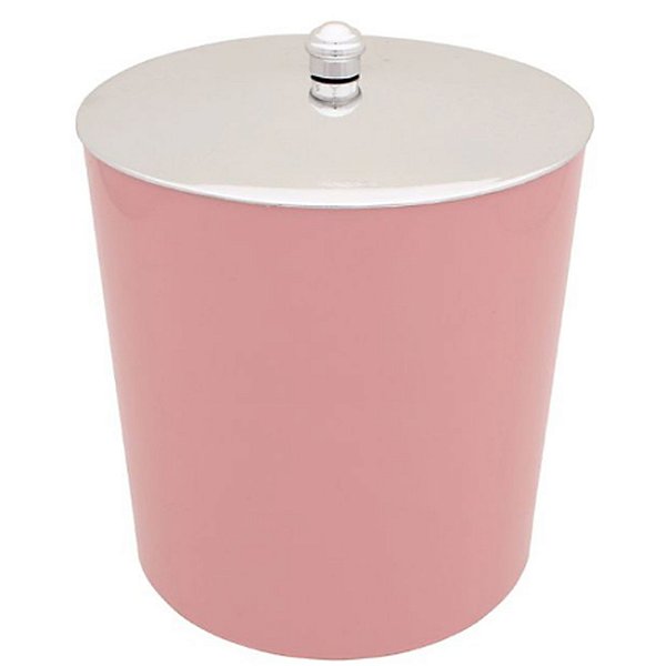 Lixeira 5 Litros Cromada Rosa Com Tampa Metalizada Plástica Para Cozinha Banheiro AMZ - Rosa