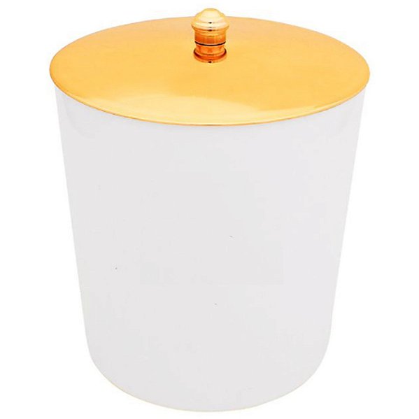 Lixeira 5 Litros Dourada Branca Com Tampa Metalizada Plástica Para Cozinha Banheiro - AMZ - Branco