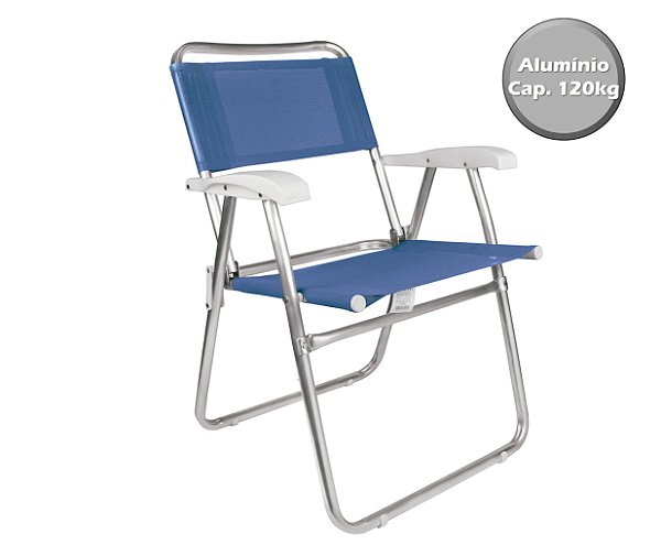 Cadeira Alumínio  Praia Camping Piscina Jardim Fashion - 2116 Mor - Azul Claro