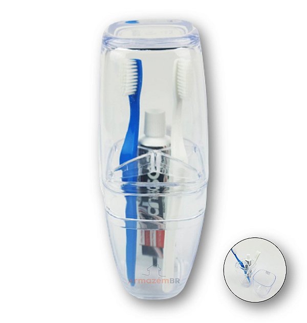 Suporte Porta Escova Dente Pasta Creme Dental Acessório Lavabo Banheiro Transparente - AMZ