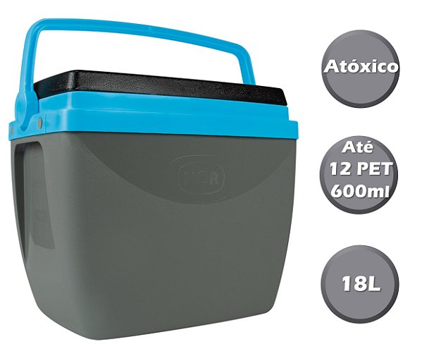 Caixa Térmica Cooler 18L Com Alça Porta Copos Bebidas Alimentos - Mor - Cinza