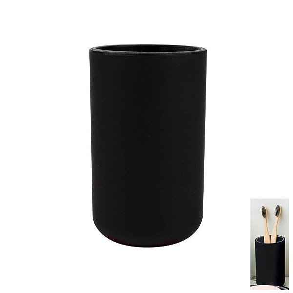 Suporte Porta Escova Dente Creme Dental Banheiro Pia - Mor - Preto