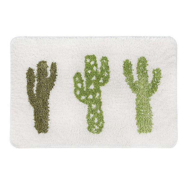 Tapete Banheiro 60x40cm Infantil Poliéster Antiderrapante - Mor - Cactus