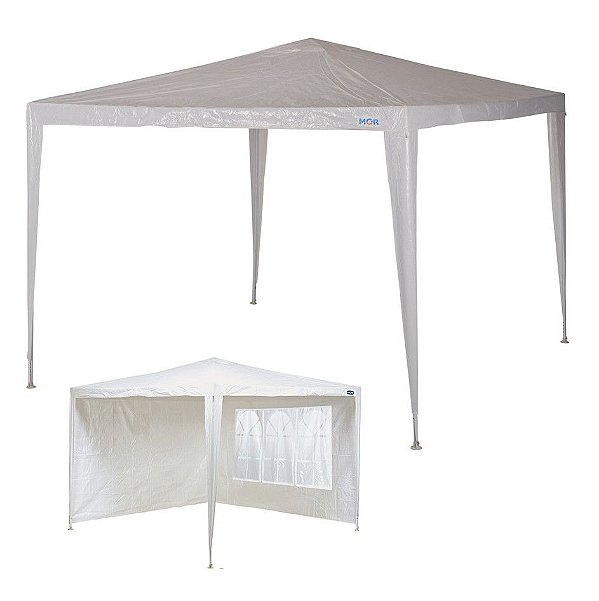 Kit Tenda Gazebo Rafia 3x3 m + Conjunto 2 Paredes Branco Praia Camping - Mor