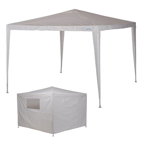 Kit Tenda Gazebo Rafia 3x3 m + Conjunto 4 Paredes Branco Camping Praia - Mor