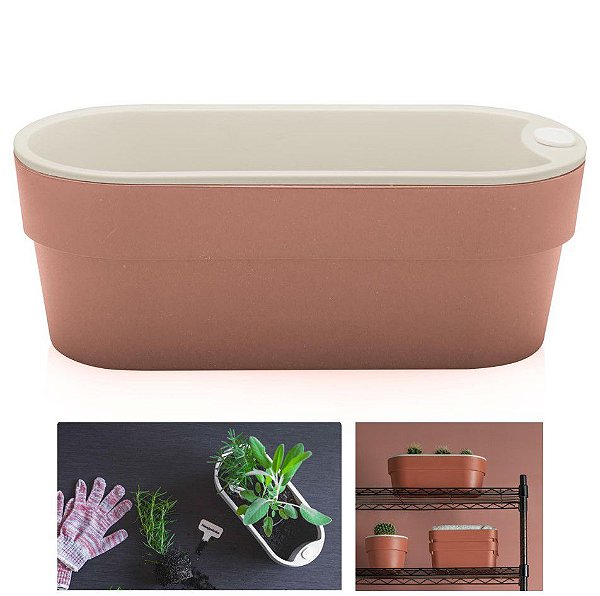 Vaso Hortinha Autoirrigável Planta Tempero Jardim Horizontal - HT 180 Ou - Terracota