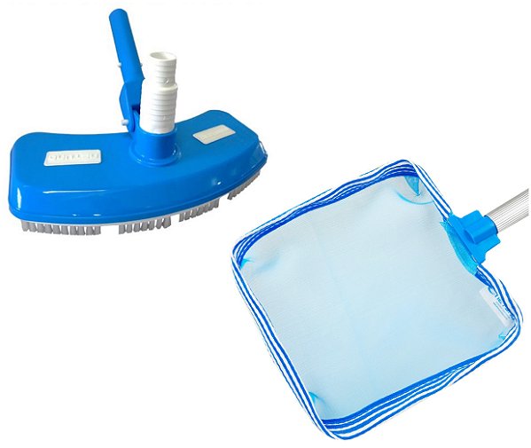 Kit Aspirador Asa Delta Escova Peneira Metálica Cata Folhas Acessório Limpeza Piscina - Netuno