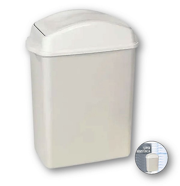 Lixeira 8,8 Litros Com Tampa Cesto De Lixo Basculante Plástica Cozinha Banheiro - 270 Sanremo - Branco