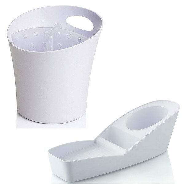 Kit Cozinha Organizador De Pia Porta Detergente + Escorredor Suporte Talheres - Ou - Branco