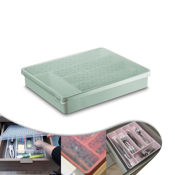 Organizador De Gaveta Divisor Porta Talheres Cozinha Utensílios - 662 Uz - Verde Menta