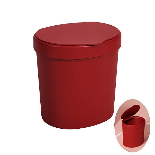 Lixeira 2,5 Litros Plástica Cesto De Lixo Pia Bancada Cozinha Basic - 10906 Coza - Vermelho