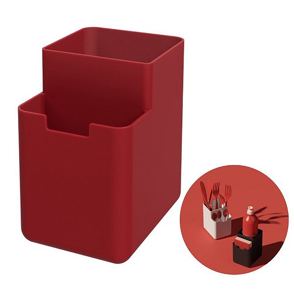 Organizador Pia Porta Detergente Esponja Escorredor Talheres Single - 17010 Coza - Vermelho