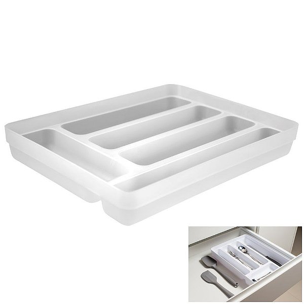 Organizador De Gavetas Divisor Porta Talheres Multiuso Cozinha Logic - OL 600 Ou - Natural