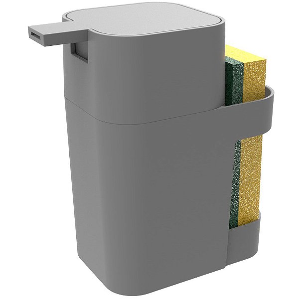 Dispenser Porta Detergente Esponja Sabão Liquido 600ml De Pia Cozinha - Soprano - Cinza