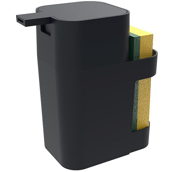 Dispenser Porta Detergente Esponja Sabão Liquido 600ml De Pia Cozinha - Soprano - Preto