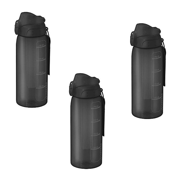 Kit 3 Garrafa Squeeze 750ml Com Tubo Gelo Academia Água Chá - Soprano - Preto