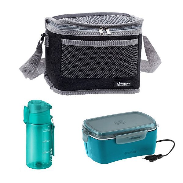 Kit Bolsa Térmica 5 Litros + Marmita Elétrica + Squeeze 550ml - Soprano - Azul