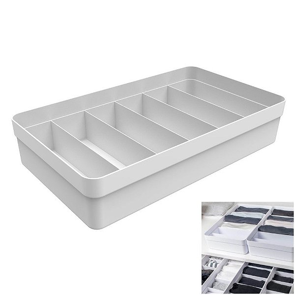 Organizador Gaveta Colmeia Grande Plástico Divisor Roupa Íntima Meias - OL 1000 Ou - Branco