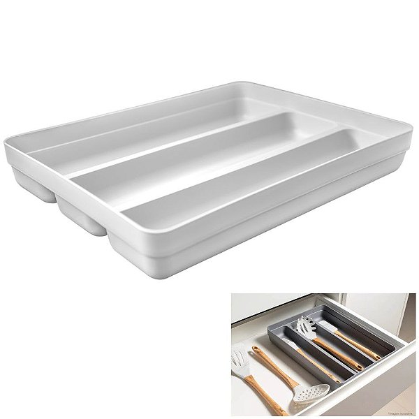 Organizador Gavetas Logic Divisor Porta Talheres Utensílios Cozinha - OL 700 Ou - Branco