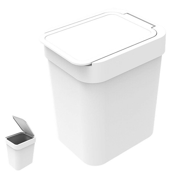 Lixeira 2,5 Litros Cesto De Lixo Plástico Para Pia Cozinha Banheiro - Soprano - Branco