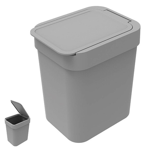 Lixeira 2,5 Litros Cesto De Lixo Plástico Para Pia Cozinha Banheiro - Soprano - Cinza