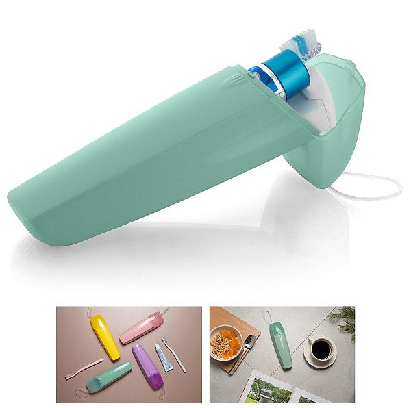 Porta Escovas Creme Dental Portátil Bolsa Mala Viagem Estojo - UP 2000 Ou - Verde Menta