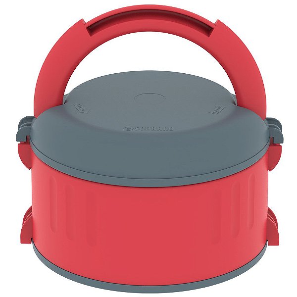 Marmita Térmica Marmitex Termoprato 1,5L Almoço Lanche Plus Simples - Soprano - Vermelho