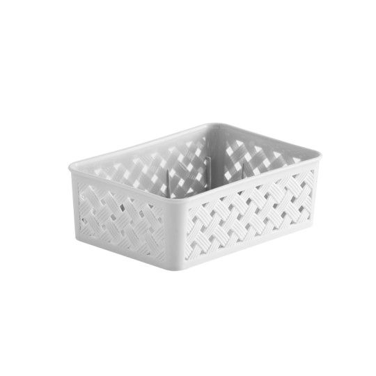 Cesto Organizador Gaveta Rattan 19x13x6,5cm Multiuso Meia Joia - 822 Paramount - Branco