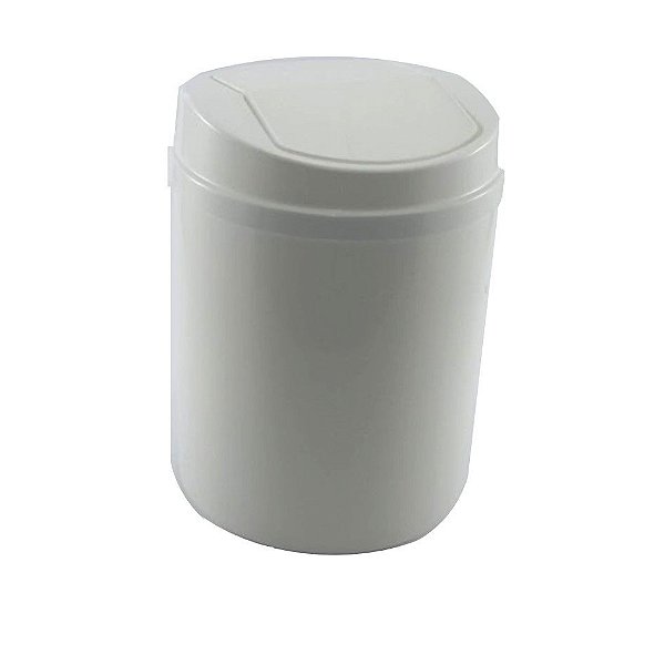 Lixeira 5 Litros Plástico Com Tampa Basculante Branco Preto Cozinha Banheiro - RDP - Branco