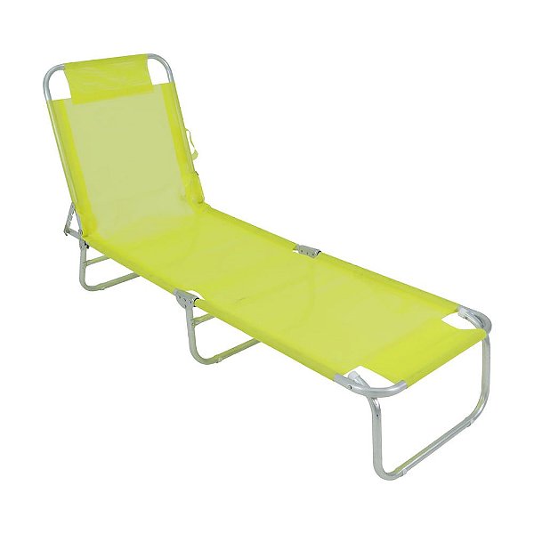Cadeira Espreguiçadeira 4 Posições Alumínio Reclinável Dobrável Praia Piscina - Belfix - Amarelo