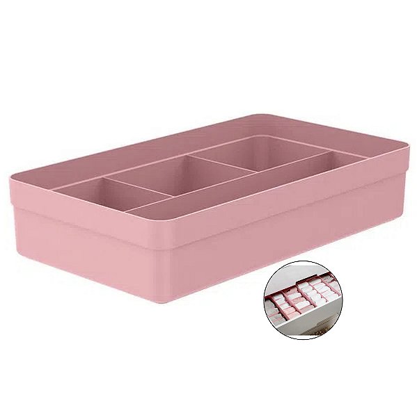 Organizador Gaveta Com Divisórias Multiuso Porta Utensílios Cozinha Banheiro Quarto - OL 1050 Ou - Rosa