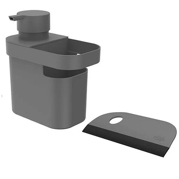 Kit Dispenser Porta Detergente Líquido Organizador Rodo Compacto Para Pia Cozinha Bancada Chumbo - ou