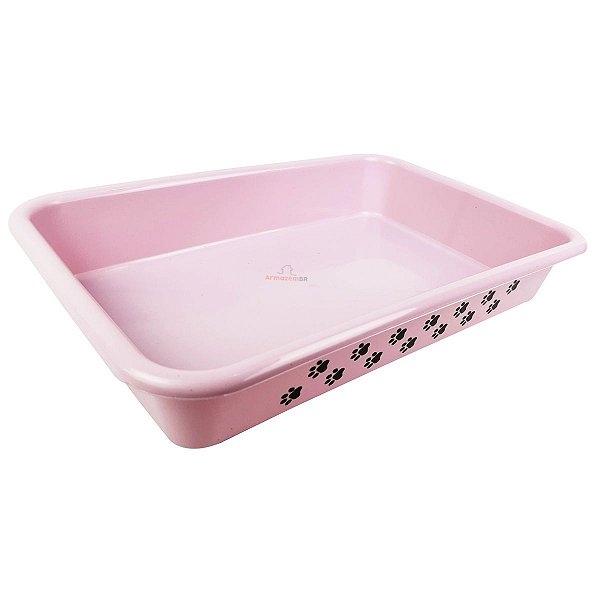 Caixa de Areia 6 Litros Para Gato Fazer Necessidades Banheiro Sanitário Pet Plástico Rosa - AMZ - Rosa