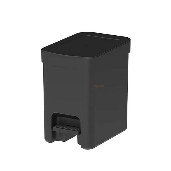 Lixeira Com Pedal 6 Litros Porta Cesto De Lixo Plástica Cozinha Banheiro Trium - LX 4000 Ou - Preto