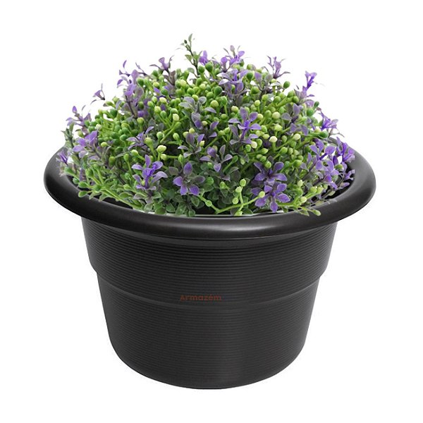 Vaso Redondo Pequeno Para Flores Plantas Jardim Plástico Preto - 237 AMZ