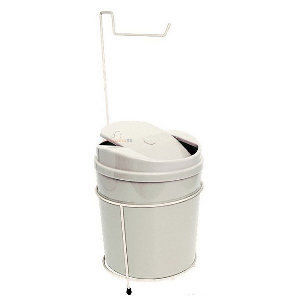 Suporte Porta Papel Higiênico Com Lixeira 5L Cesto Lixo Tampa Basculante Banheiro Branco - 496 AMZ