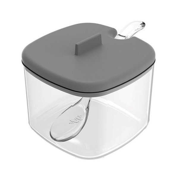 Pote Porta Açúcar Açucareiro Com Colher Organizador De Mesa Break Chumbo - AC 450 Ou - Chumbo