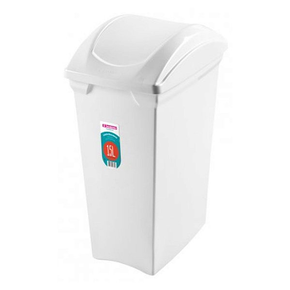 Lixeira 15L Tampa Cesto De Lixo Basculante Plástica Cozinha Aramados Embutivel Deslizante - SR62/1 Sanremo - Branco