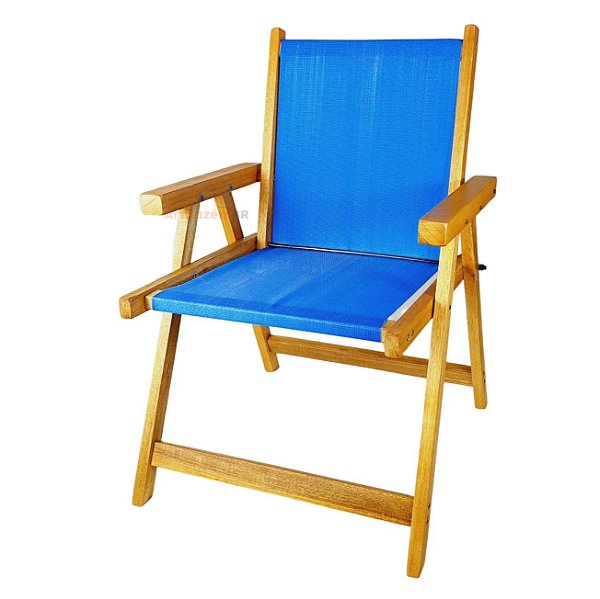 Cadeira De Madeira Dobrável Para Lazer Jardim Praia Piscina Camping Azul - AMZ - Azul