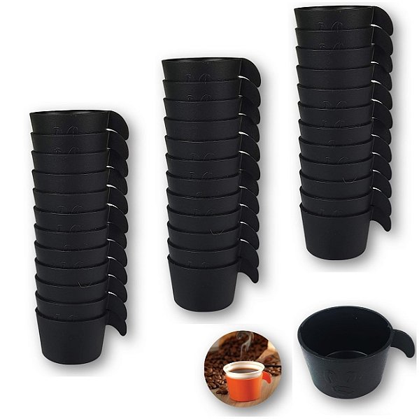 Conjunto Copete 36 Porta Copos Descartável Cantinho Café Plástico Preto - AMZ