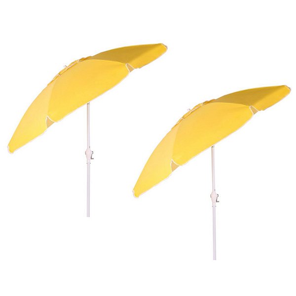 Kit 2 Ombrelone Maresias 2,5m Bagum Alumínio Articulado Com Manivela Amarelo - Belfix