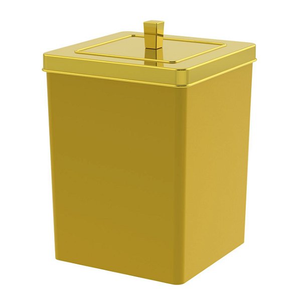 Lixeira Quadrada 6,5 Litros Cesto De Lixo Dourado Para Banheiro Pia Cozinha - 530DD Future
