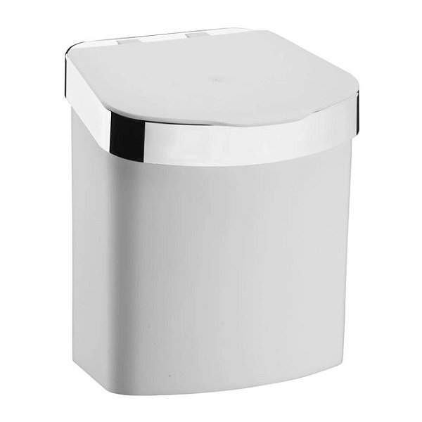 Lixeira 2,5 Litros Cesto Lixo Plástico Para Bancada Pia Cozinha Branco Cromado - 521BCC Future