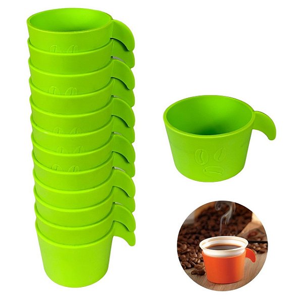 Conjunto Copete 12 Porta Copos Descartável Cantinho Do Café Em Plástico Verde - AMZ