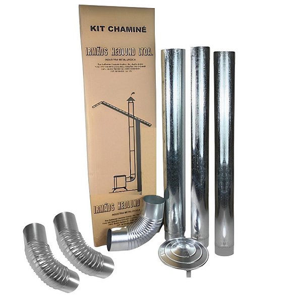 Kit Chaminé Com 3 Canos Curva Chapéu 110mm Em Aço Galvanizado Para Casa Fogão a Lenha Lareira - N°1 AMZ