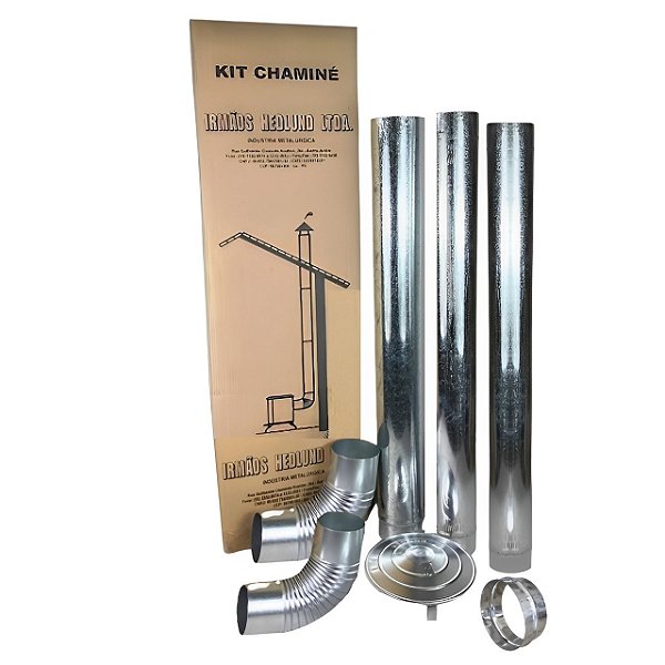 Kit Chaminé Com 3 Canos Curva Chapéu 110mm Em Aço Galvanizado Casa Fogão a Lenha Lareira - N°1 AMZ