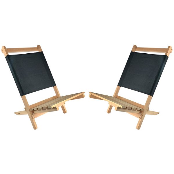 Kit 2 Espreguiçadeira De Madeira Natural Para Piscina Jardim Varanda Área Externa Camping Preto - AMZ