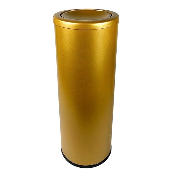 Lixeira 16 Litros Inox Dourado Fosco Com Tampa Basculante Cesto De Lixo Cozinha Escritório - 20016/B CP